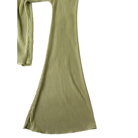 Lyaner Womens Ribbed Long Sleeve Button-Up Top L Polyester/Spandex Green - Picture 7 of 10